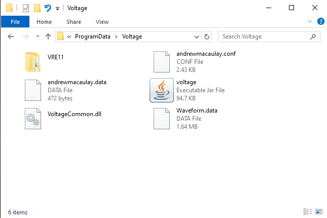 Screen Shot of Typical Program Data Folder (Windows)